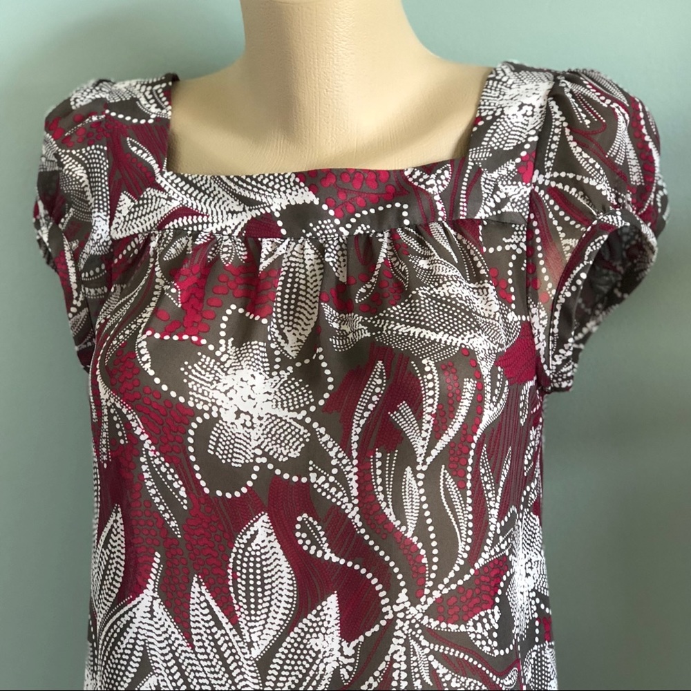Ann Taylor Cap Sleeve Semi Sheer Blouse